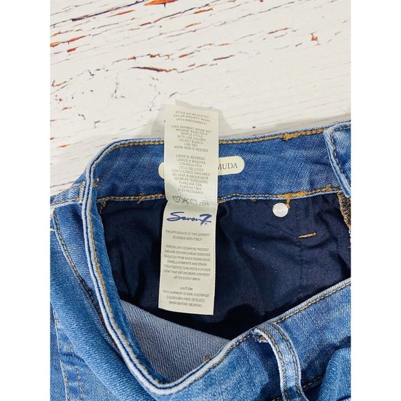 Seven7 Womens Jean Shorts Sz 4 Denim Weekend Bermuda Mid Rise Mom Style Long - Picture 8 of 10